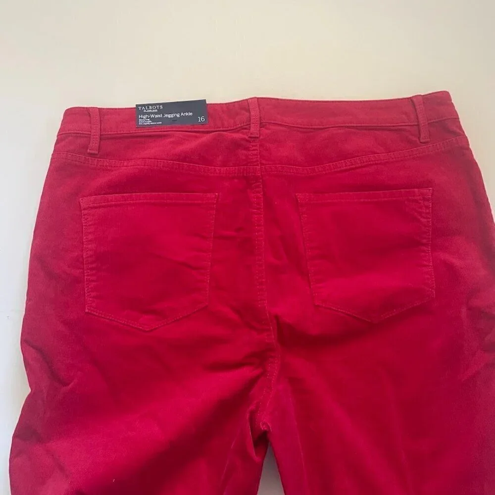 NWT Talbots Corduroy Pant Trouser High Waist Jegging Ankle Slimming Holiday